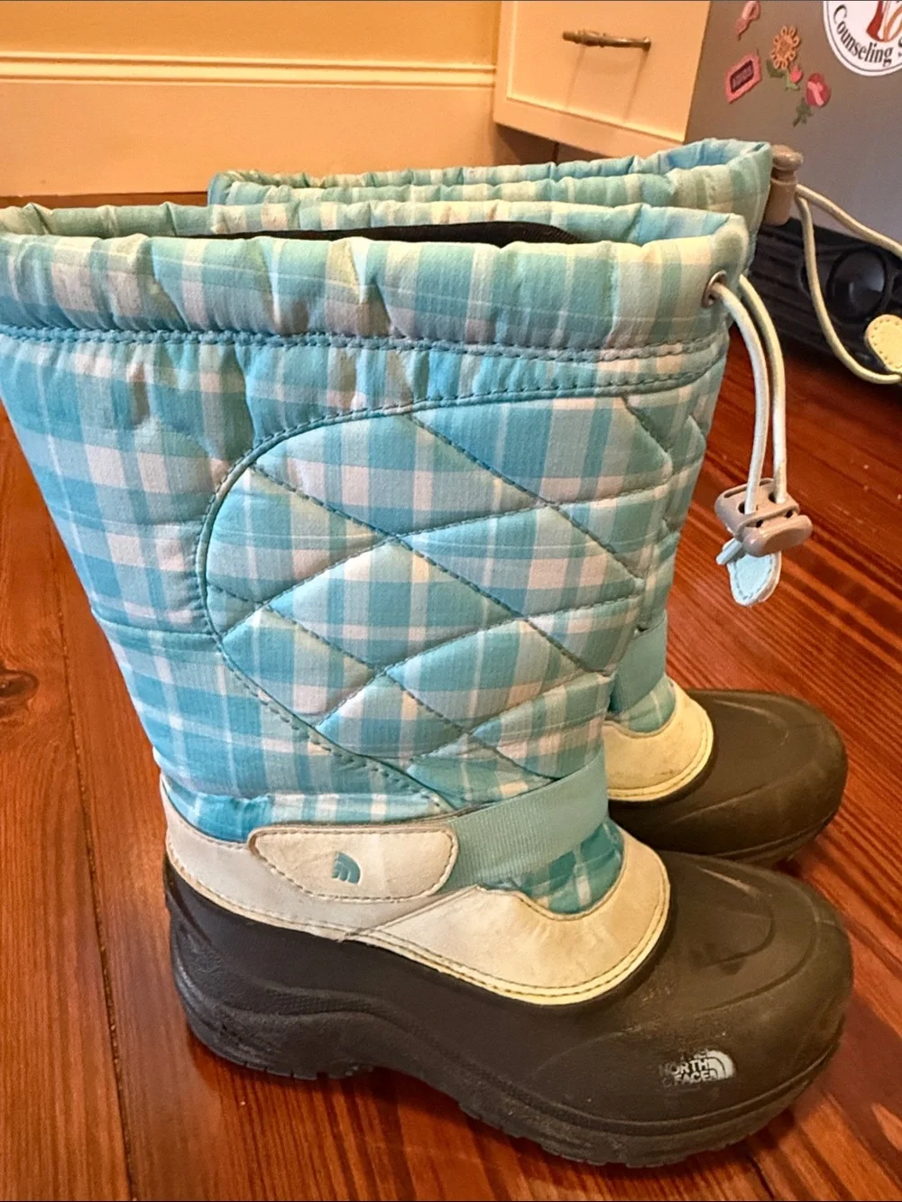 The North Face Kids Aqua Plaid Winter Snow Boots size 1